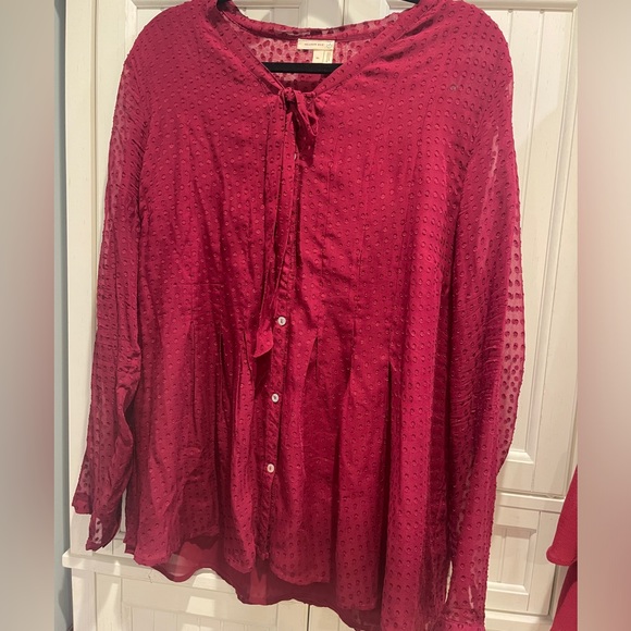 Anthropologie Clipdot Tieneck
Blouse by Meadow Rue, XL, Raspberry - Picture 3 of 4
